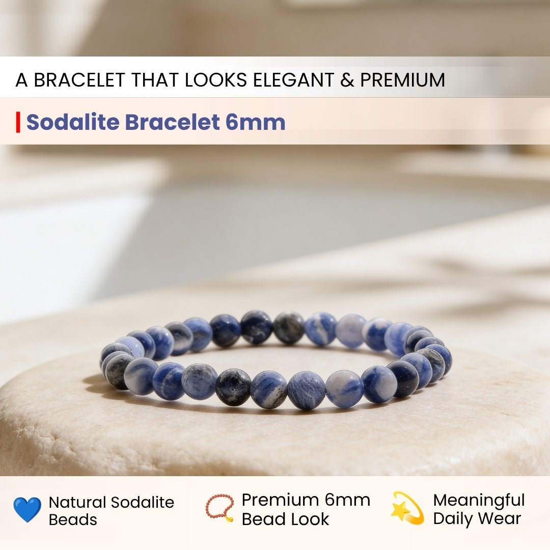 Sodalite Bracelet For Protection From Electro Stress, Over Emotional - plusvalueindia