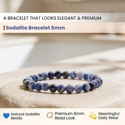 Sodalite Bracelet For Protection From Electro Stress, Over Emotional - plusvalueindia