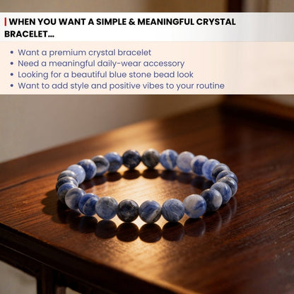 Sodalite Bracelet For Protection From Electro Stress, Over Emotional - plusvalueindia