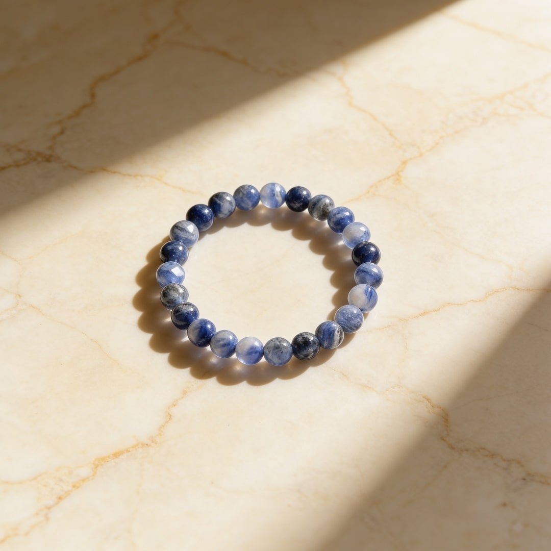Sodalite Bracelet For Protection From Electro Stress, Over Emotional - plusvalueindia
