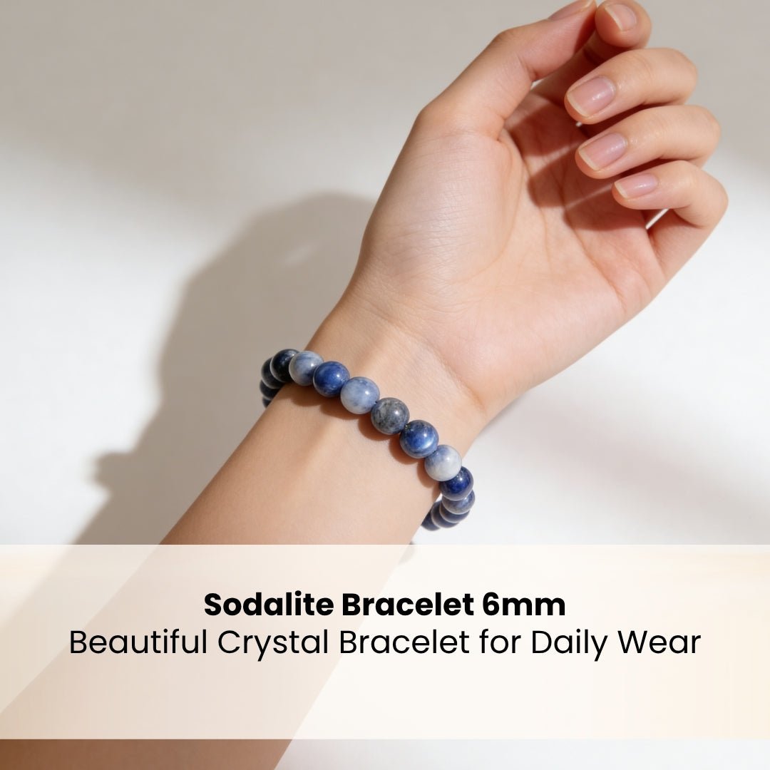 Sodalite Bracelet For Protection From Electro Stress, Over Emotional - plusvalueindia