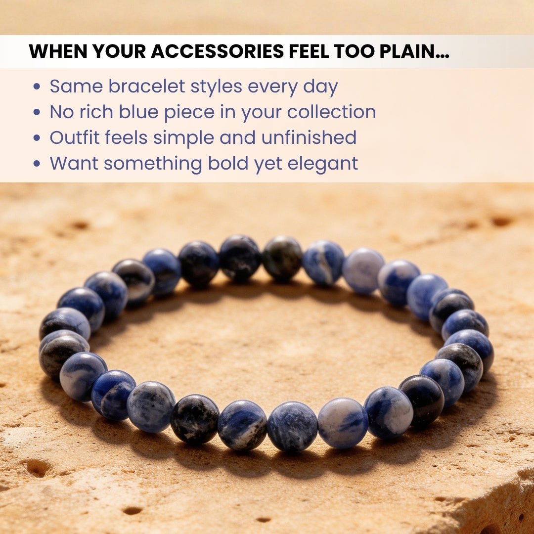 Sodalite Bracelet For Protection From Electro Stress, Over Emotional - plusvalueindia