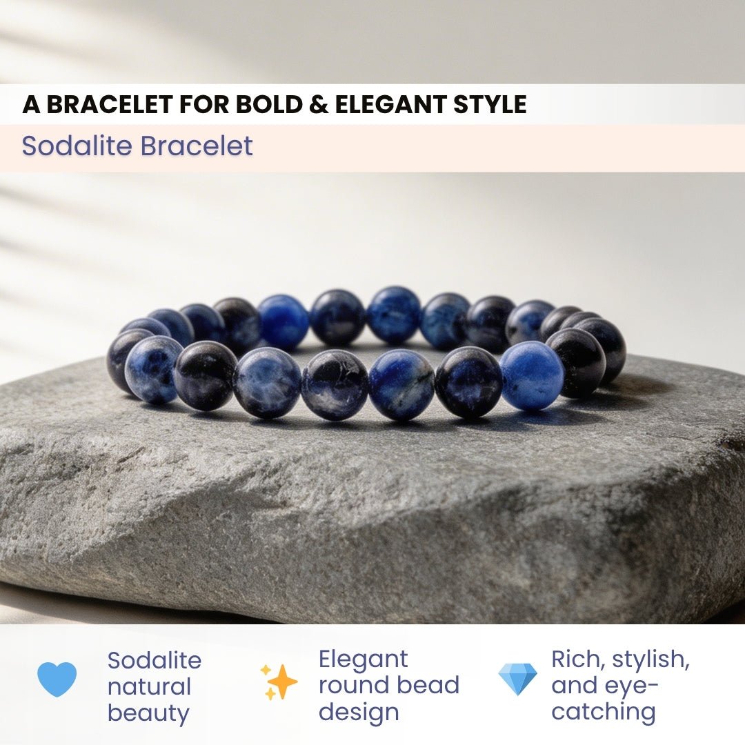 Sodalite Bracelet For Protection From Electro Stress, Over Emotional - plusvalueindia