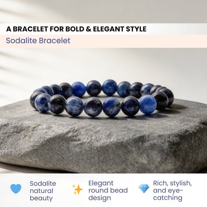 Sodalite Bracelet For Protection From Electro Stress, Over Emotional - plusvalueindia