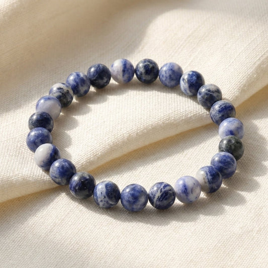 Sodalite Bracelet For Protection From Electro Stress, Over Emotional - plusvalueindia