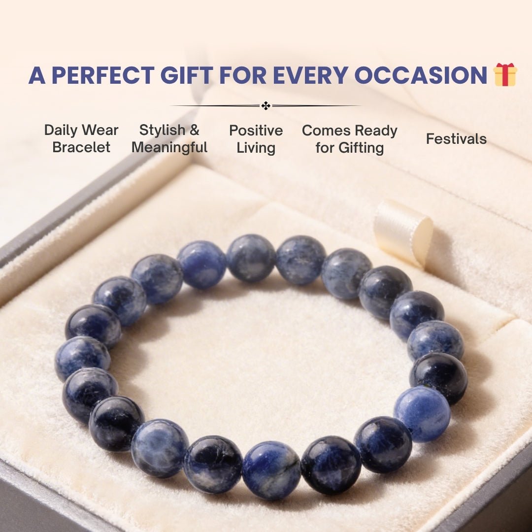 Sodalite Bracelet For Protection From Electro Stress, Over Emotional - plusvalueindia