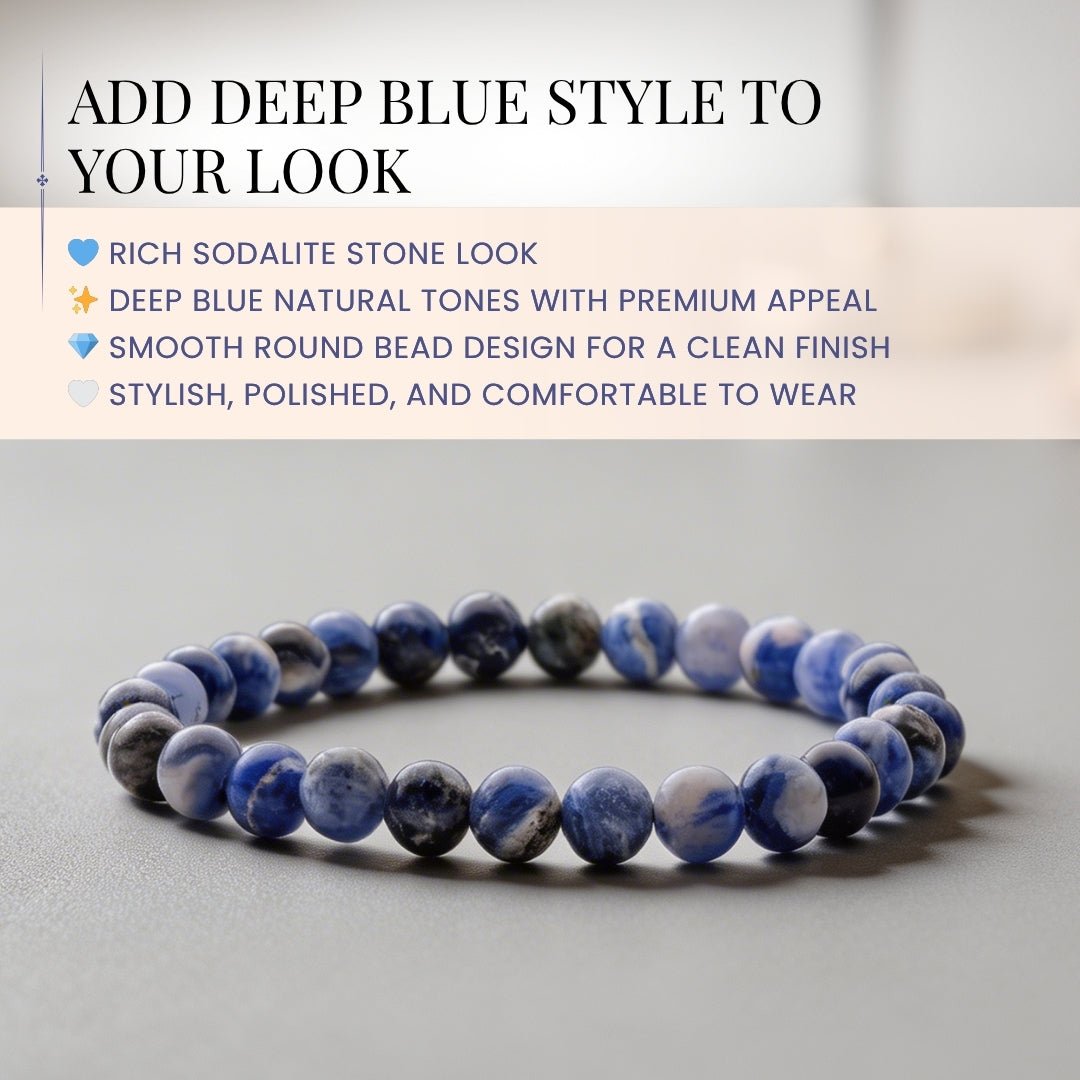 Sodalite Bracelet For Protection From Electro Stress, Over Emotional - plusvalueindia