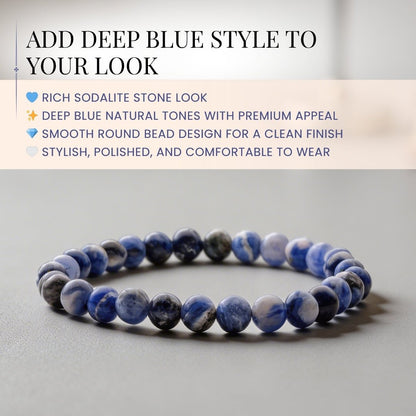 Sodalite Bracelet For Protection From Electro Stress, Over Emotional - plusvalueindia