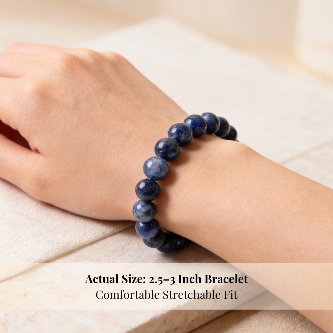 Sodalite Bracelet For Protection From Electro Stress, Over Emotional - plusvalueindia