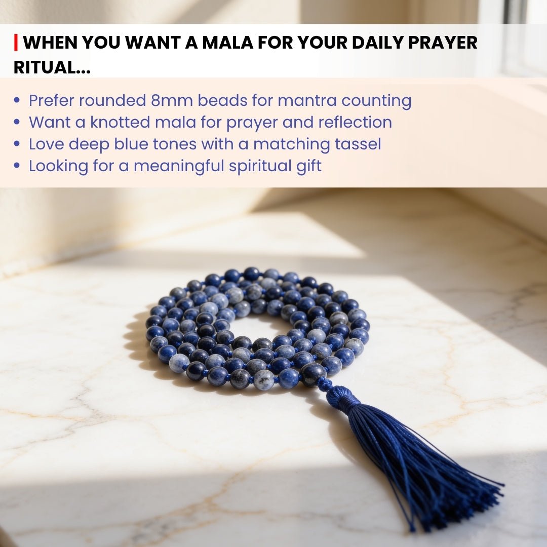 8 mm bead diameter scale measurement diagram for standard Sodalite japa mala