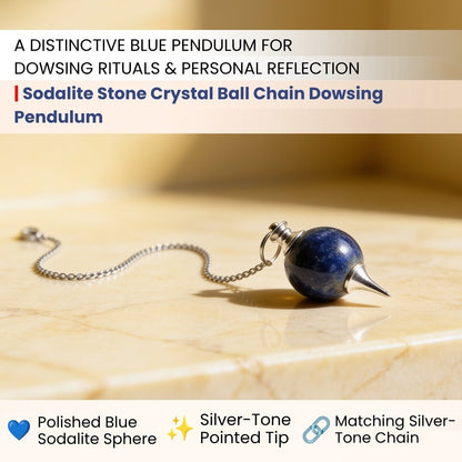Close-up of polished Sodalite sphere showing denim blue swirls, royal blue tones, and white calcite veining