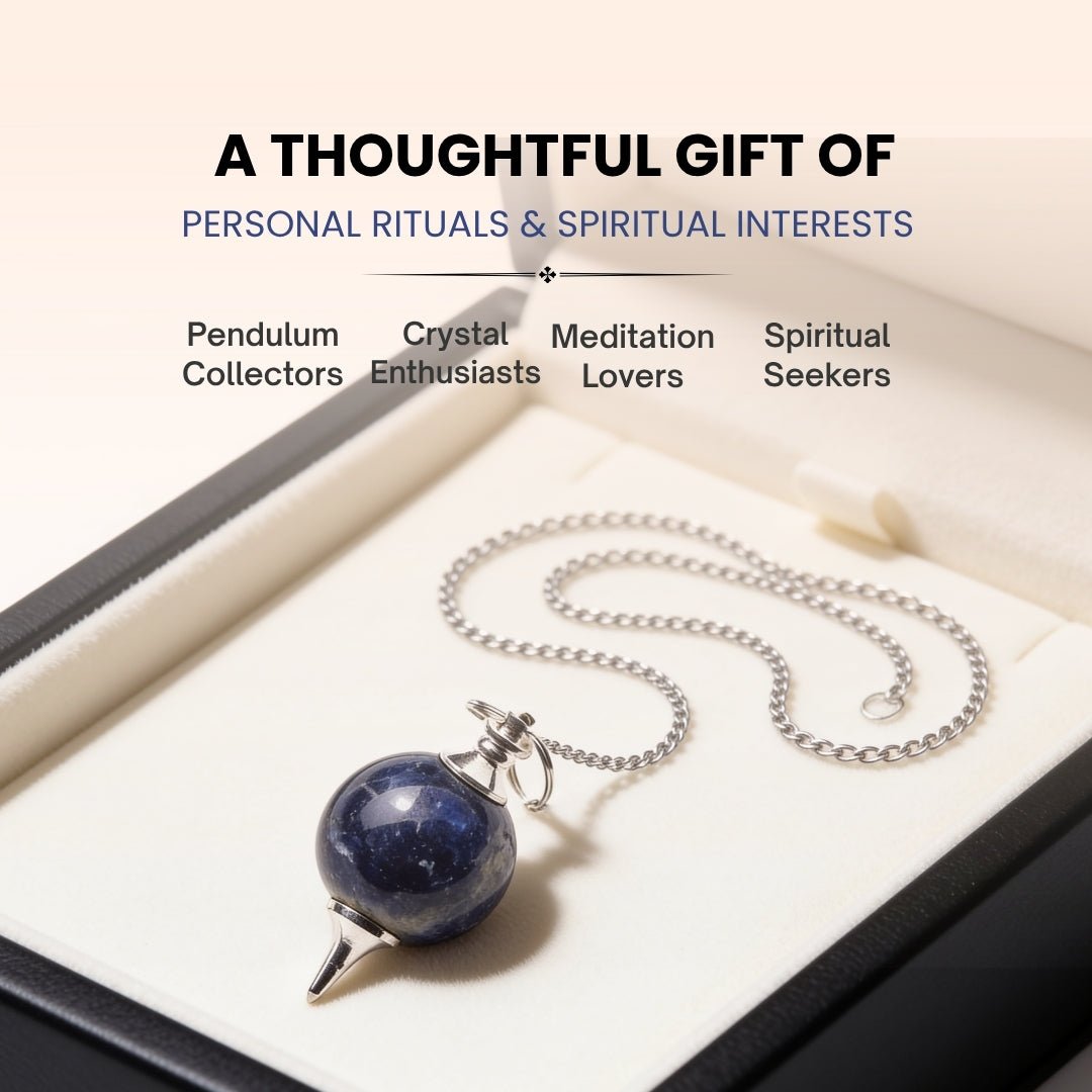 Sodalite ball pendulum hovering over yes-or-no dowsing mat for intuitive guidance and energetic testing
