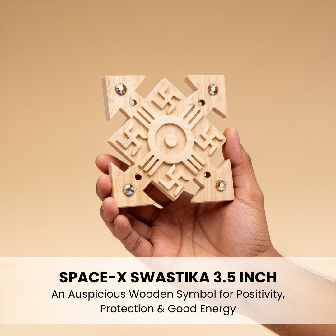 Space-X Swastika attached to a mirror for traditional Vastu use
