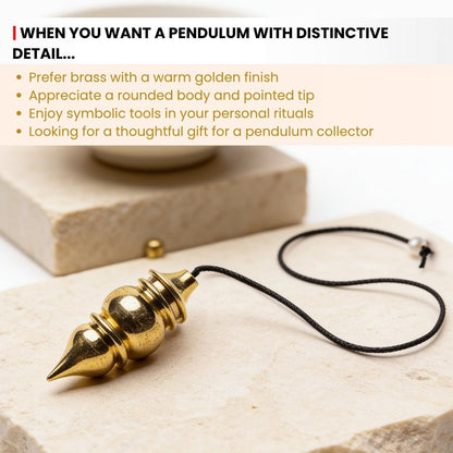 Scale measurement graphic showing brass pendulum length, diameter, and chain drop length