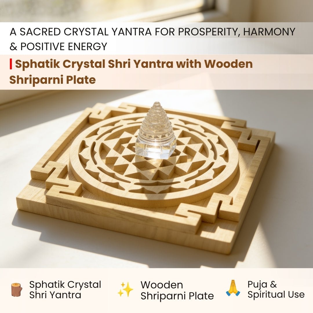 close-up of natural rock crystal on the sphatik shri yantra