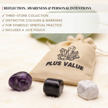 Compact velvety fabric drawstring pouch designed to safely carry intuitive meditation crystals anywhere