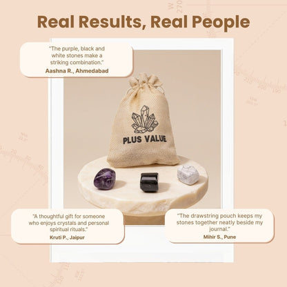 Spiritual Awakening Third Eye crystal bag displayed beside printed intuitive affirmation guide card in gift-ready box