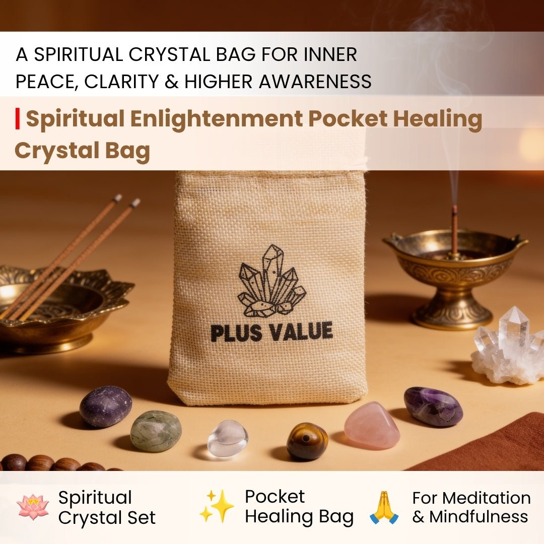 assorted natural tumbled stones arranged beside the crystal bag