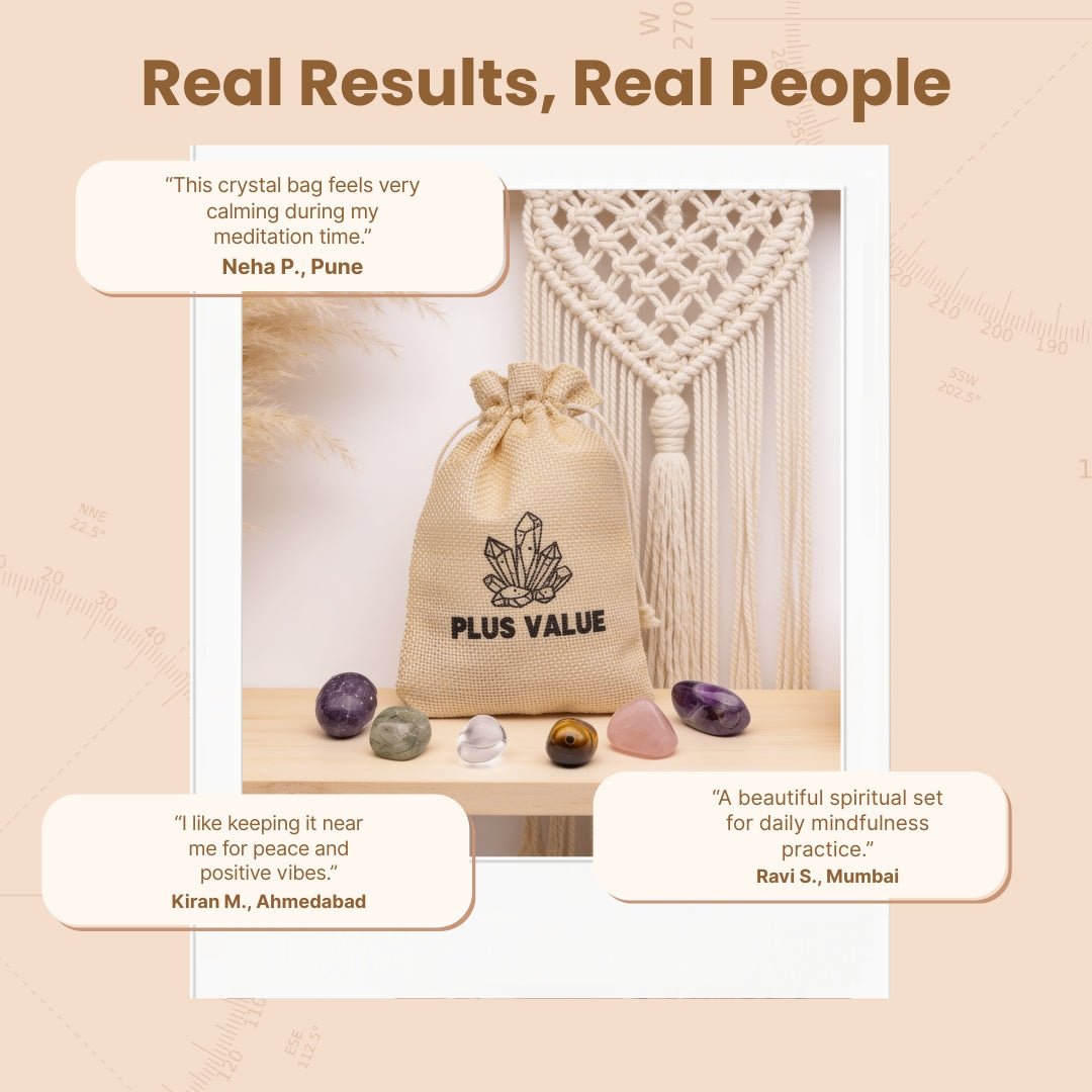 eco-friendly jute bag used to carry the spiritual crystal set