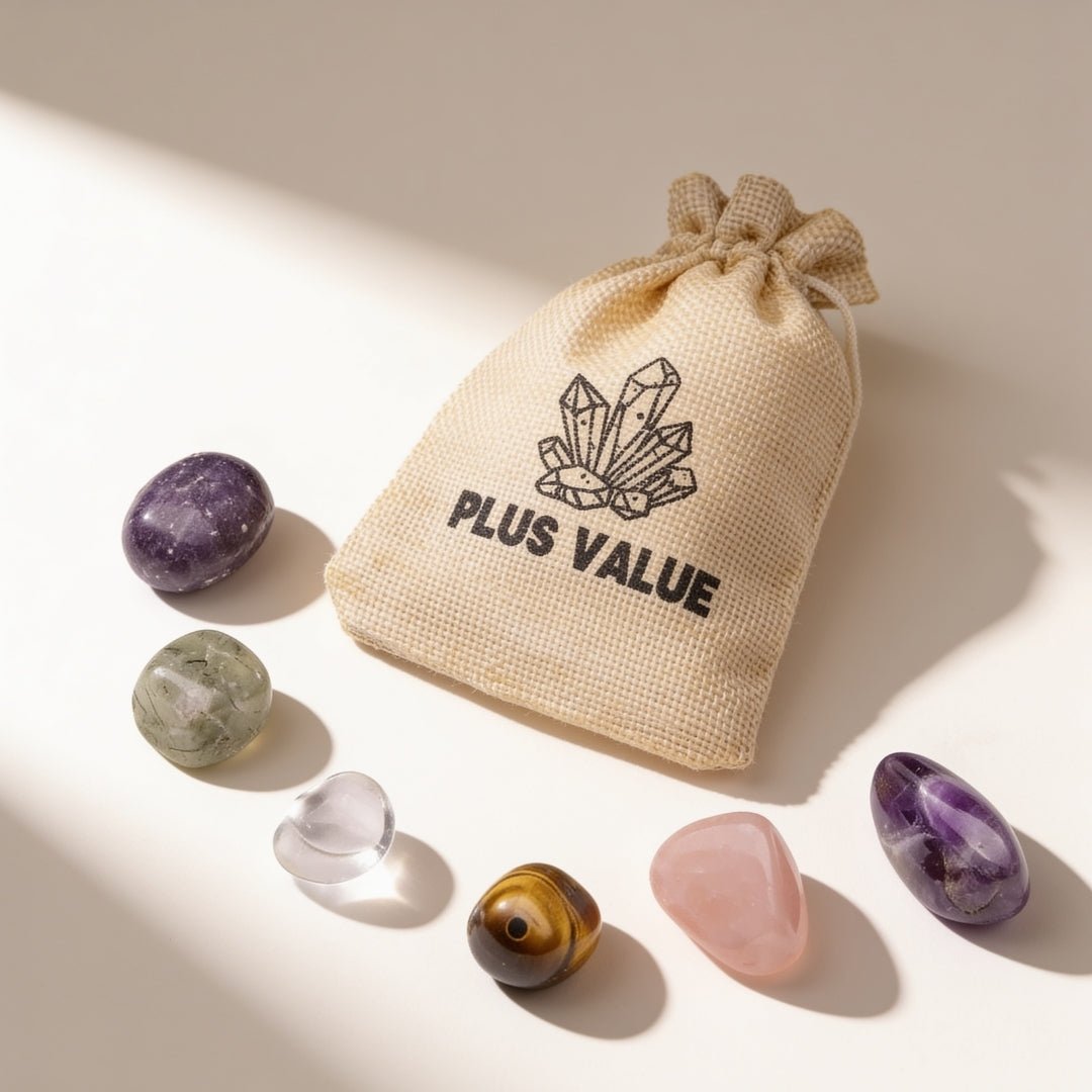 spiritual enlightenment pocket crystal bag with assorted tumbled stones