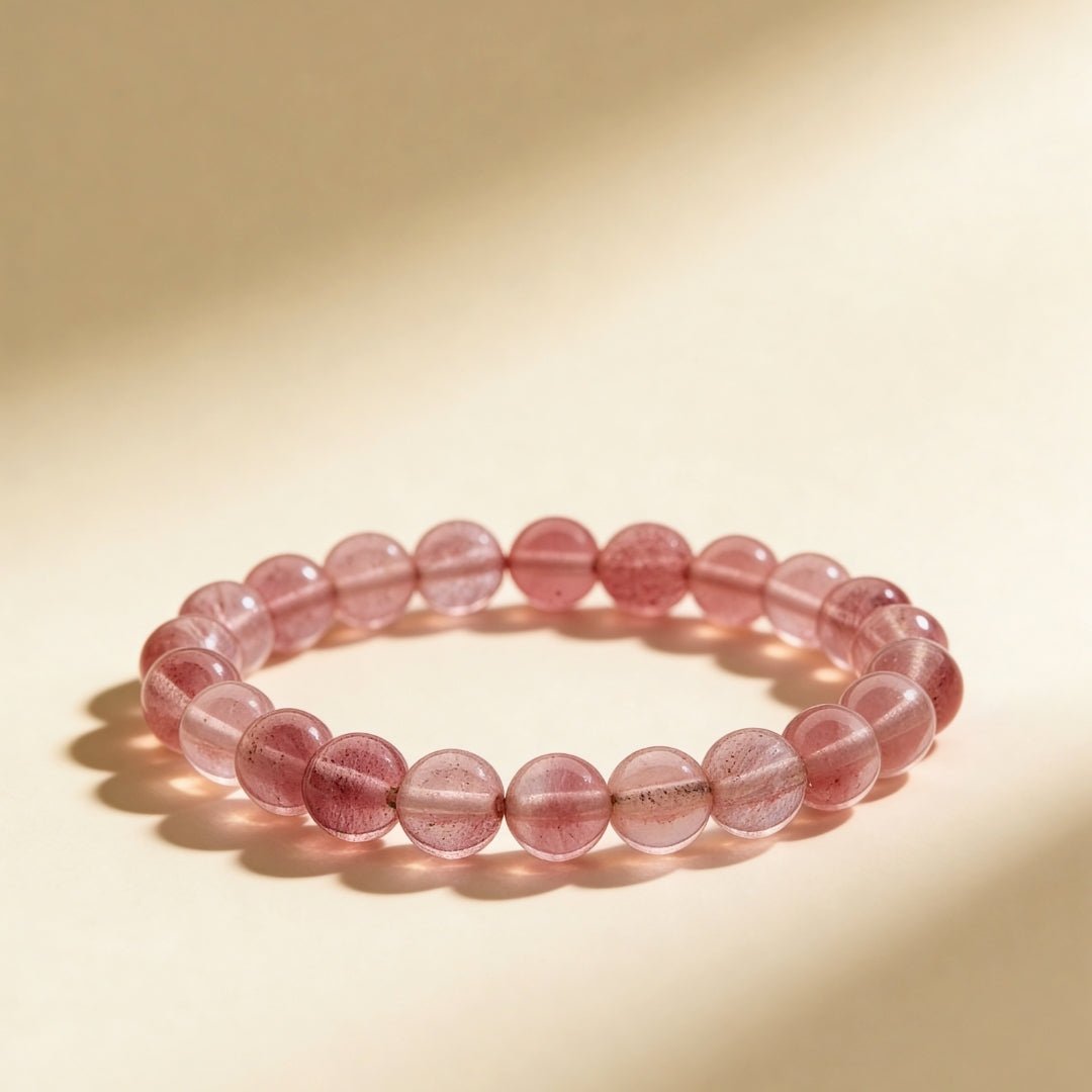 Strawberry Quartz Bracelet - 8mm Beads - plusvalueindia