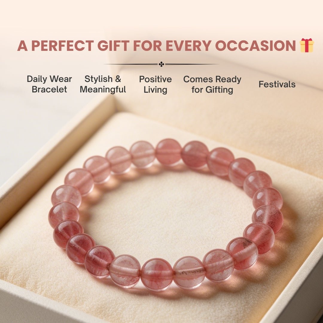 Strawberry Quartz Bracelet - 8mm Beads - plusvalueindia