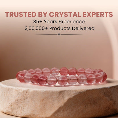 Strawberry Quartz Bracelet - 8mm Beads - plusvalueindia