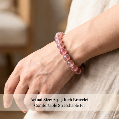 Strawberry Quartz Bracelet - 8mm Beads - plusvalueindia