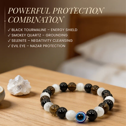 Strong Triple Protection Bracelet with Evil Eye - plusvalueindia