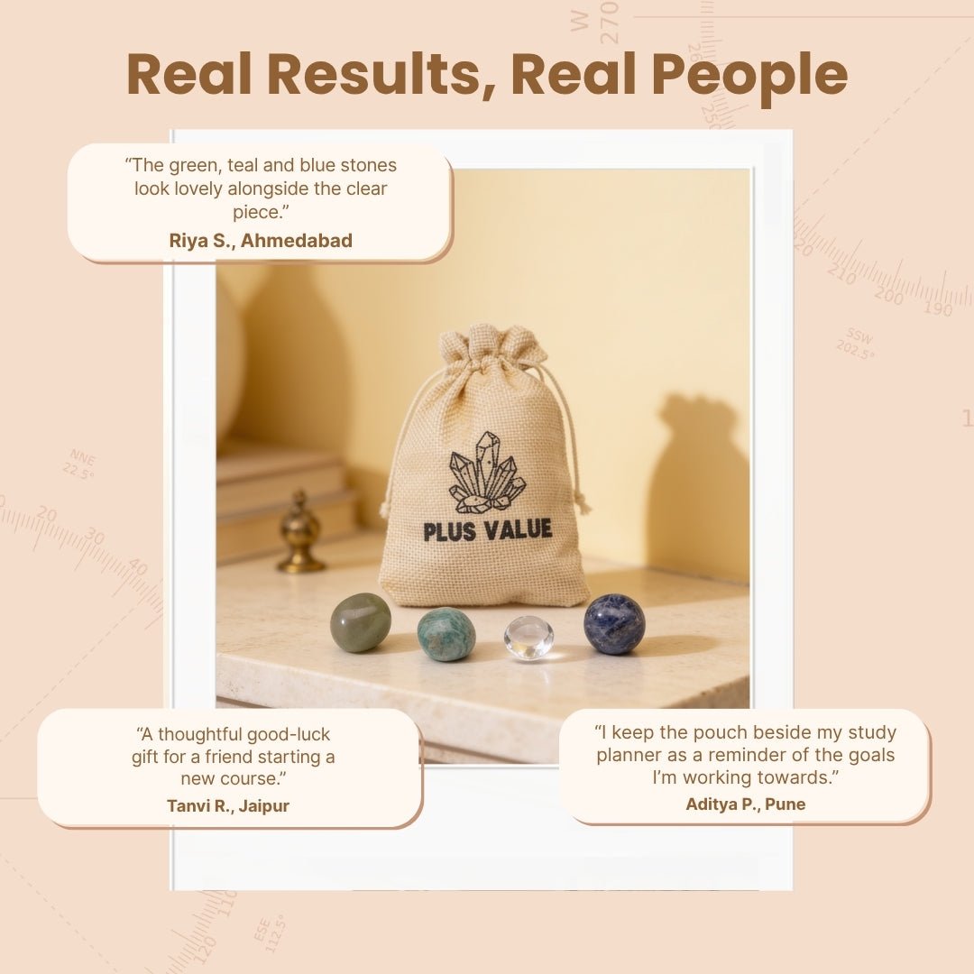 Study and Exam Nerve crystal set displayed beside printed student motivation affirmation card in gift packaging