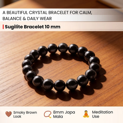 close-up of polished dark purple sugilite bead texture