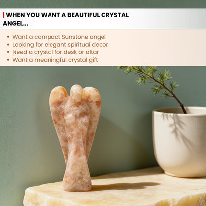 side profile of the 2-inch sunstone crystal angel carving