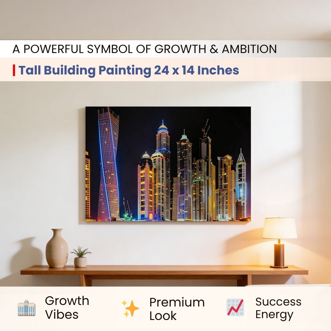 Tall Building Painting Vastu & Feng Shui Canvas Print - plusvalueindia