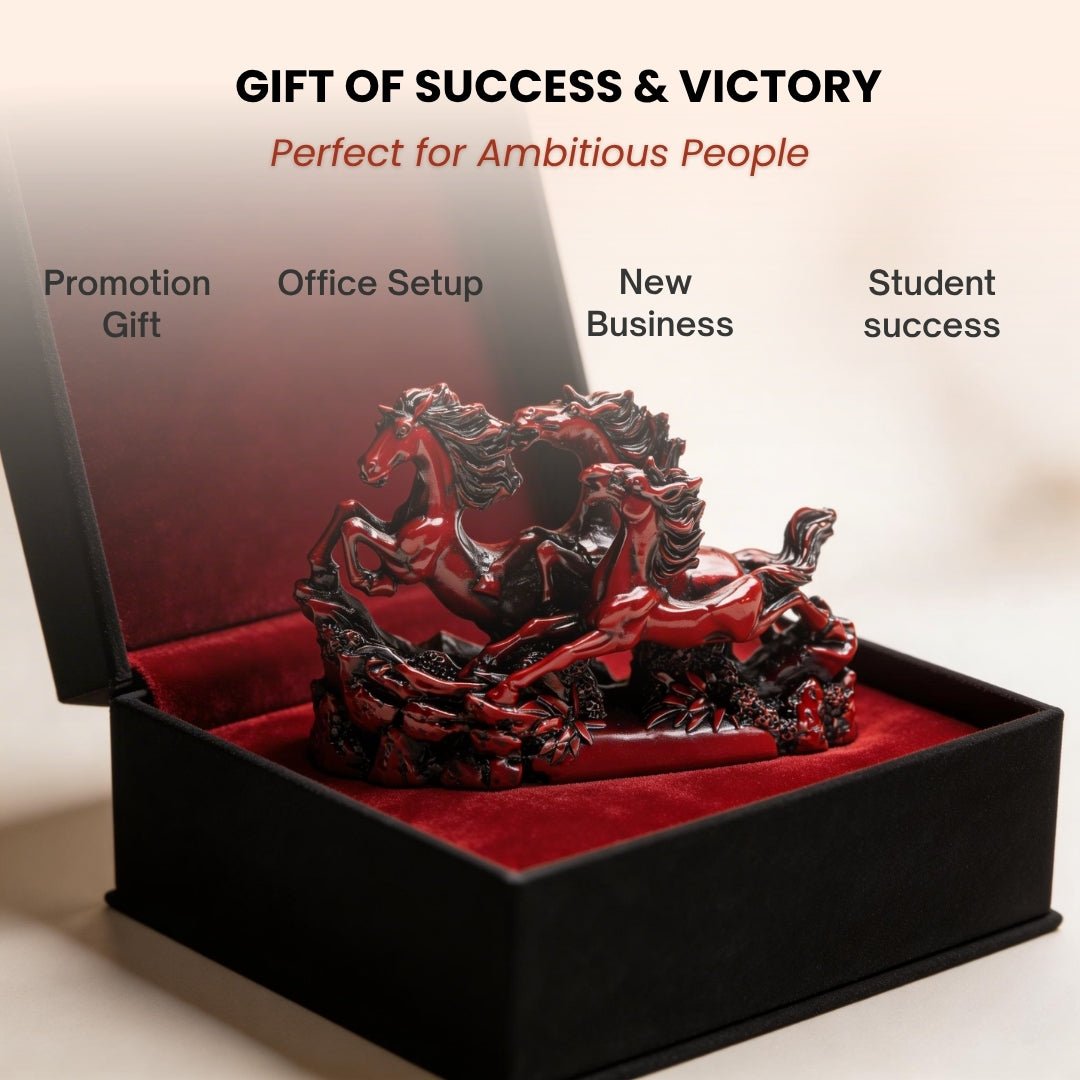 Three Red Running Horses for home office and gifting