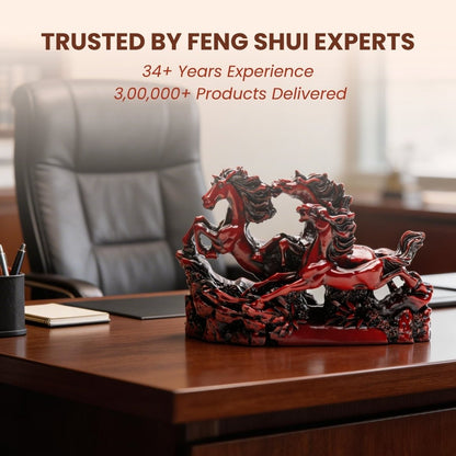 Three Red Running Horses for pooja ghar and home decor