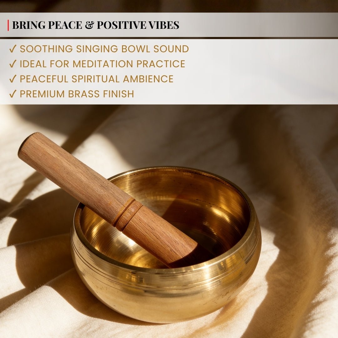 Brass Tibetan Singing Bowl Space Purification Reiki Sound Healing - plusvalueindia
