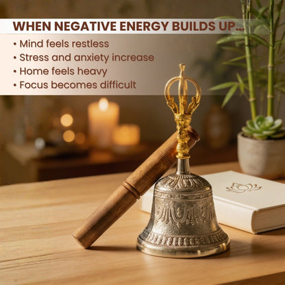 Tibetan Om Bell – For Mental Peace, Space Purification, and Positive Vibrations - plusvalueindia