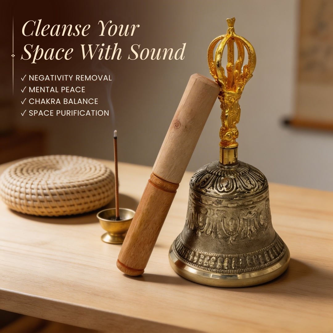 Tibetan Om Bell – For Mental Peace, Space Purification, and Positive Vibrations - plusvalueindia
