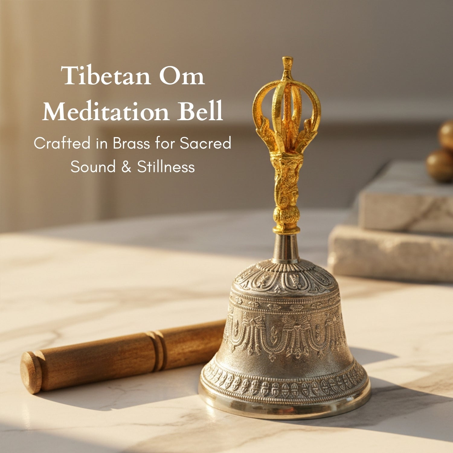 Tibetan Om Bell – For Mental Peace, Space Purification, and Positive Vibrations - plusvalueindia