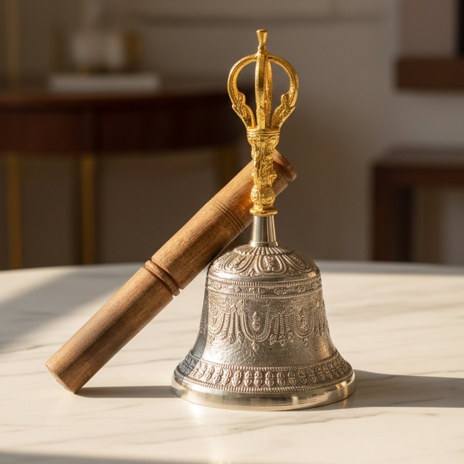 Tibetan Om Bell – For Mental Peace, Space Purification, and Positive Vibrations - plusvalueindia