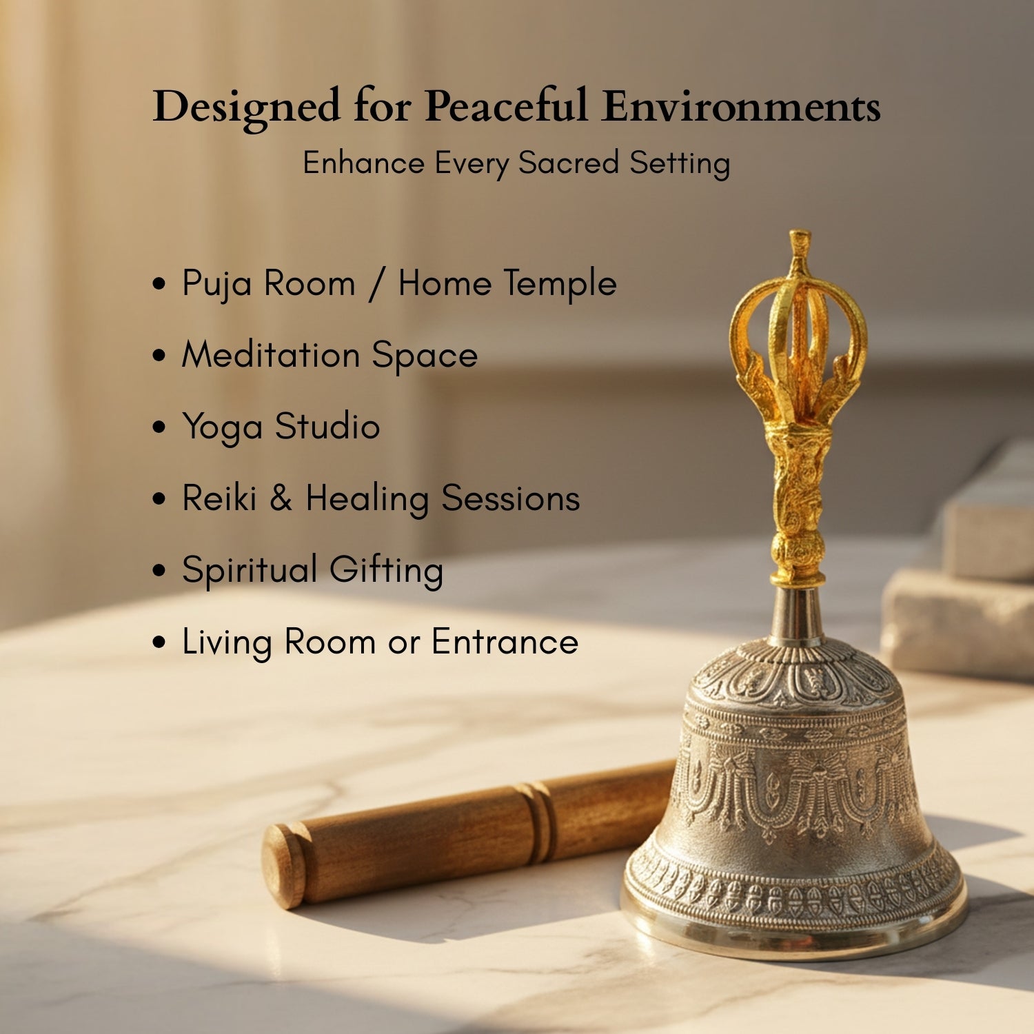 Tibetan Om Bell – For Mental Peace, Space Purification, and Positive Vibrations - plusvalueindia