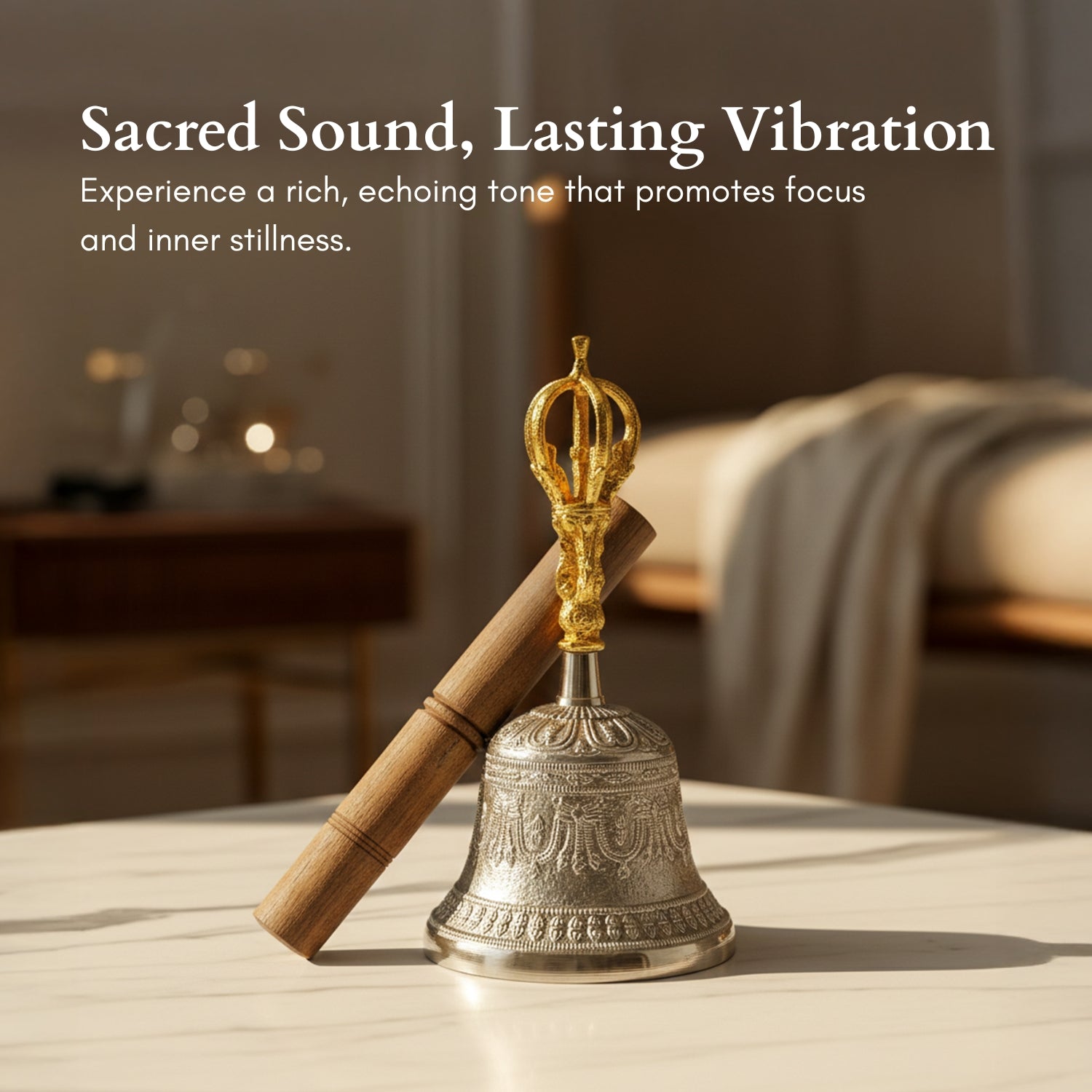Tibetan Om Bell – For Mental Peace, Space Purification, and Positive Vibrations - plusvalueindia
