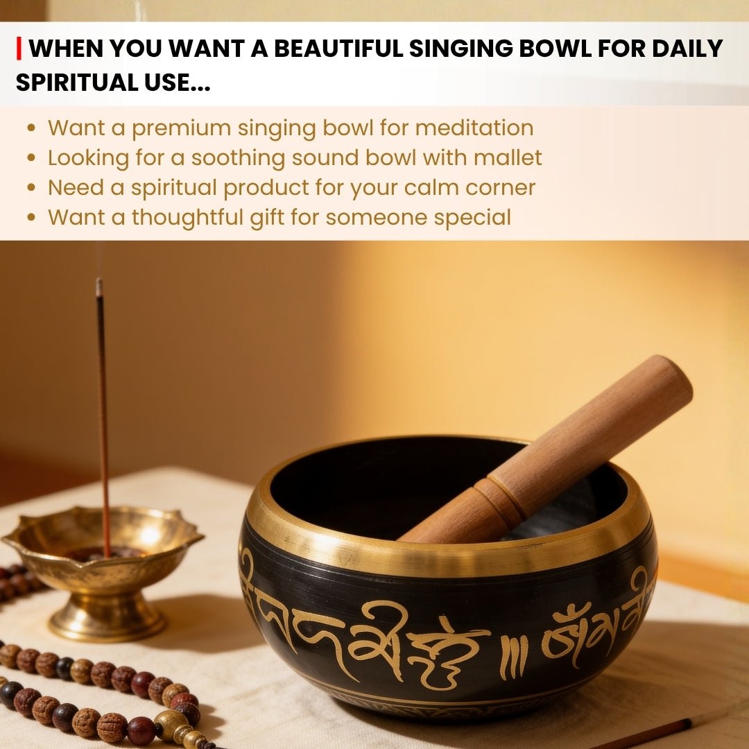 Tibetan Singing Bowl for Meditation - Sound Healing & Space Purification for Reiki & Yoga - plusvalueindia