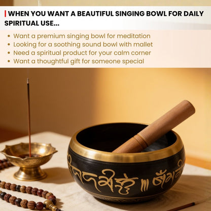 Tibetan Singing Bowl for Meditation - Sound Healing & Space Purification for Reiki & Yoga - plusvalueindia
