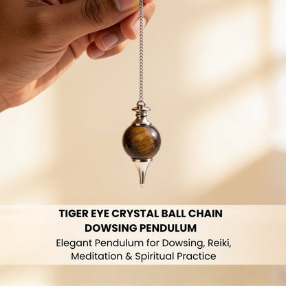 tiger eye pendulum measuring 1.5 × 1 inch and weighing 14 g