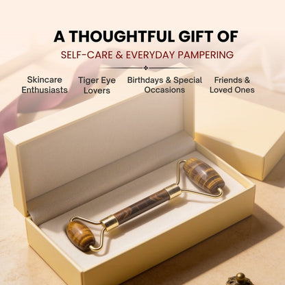 Facial massager gently rolling along jawline and neck to promote lymphatic drainage and skin toning