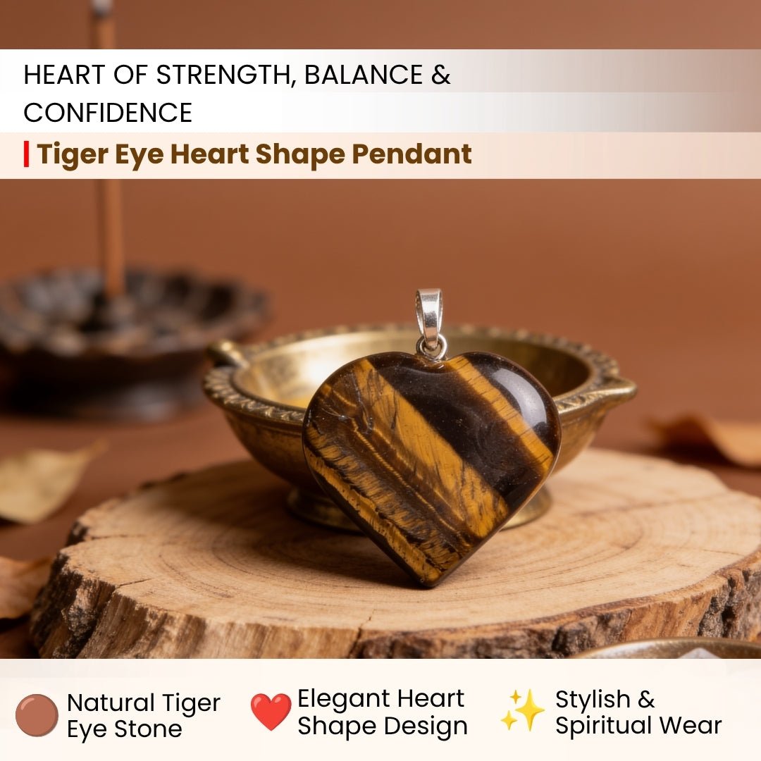 close-up of the polished tiger eye heart pendant surface