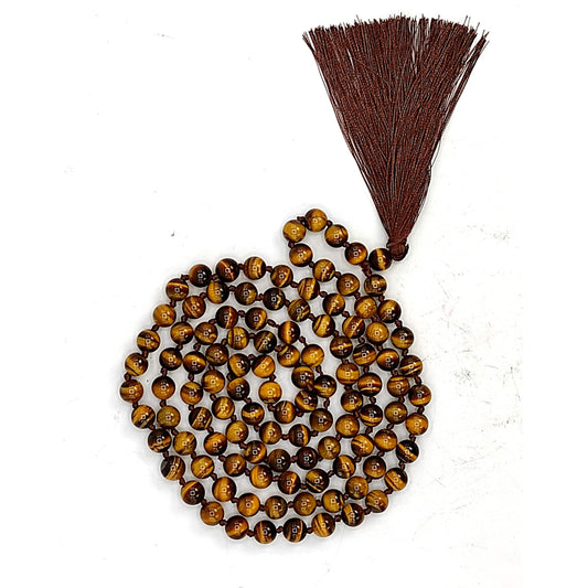 tiger eye natural stone japa mala necklace 8mm beads