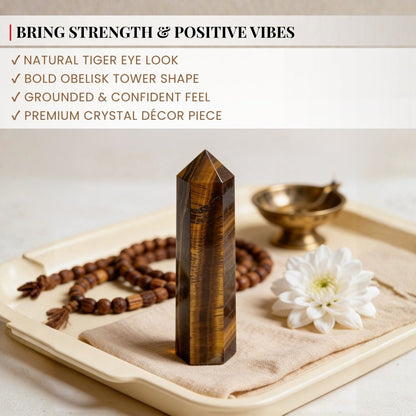 Tiger Eye Obelisk Tower Points Jumbo Wand - Crystal/Reiki/Chakra Healing - plusvalueindia
