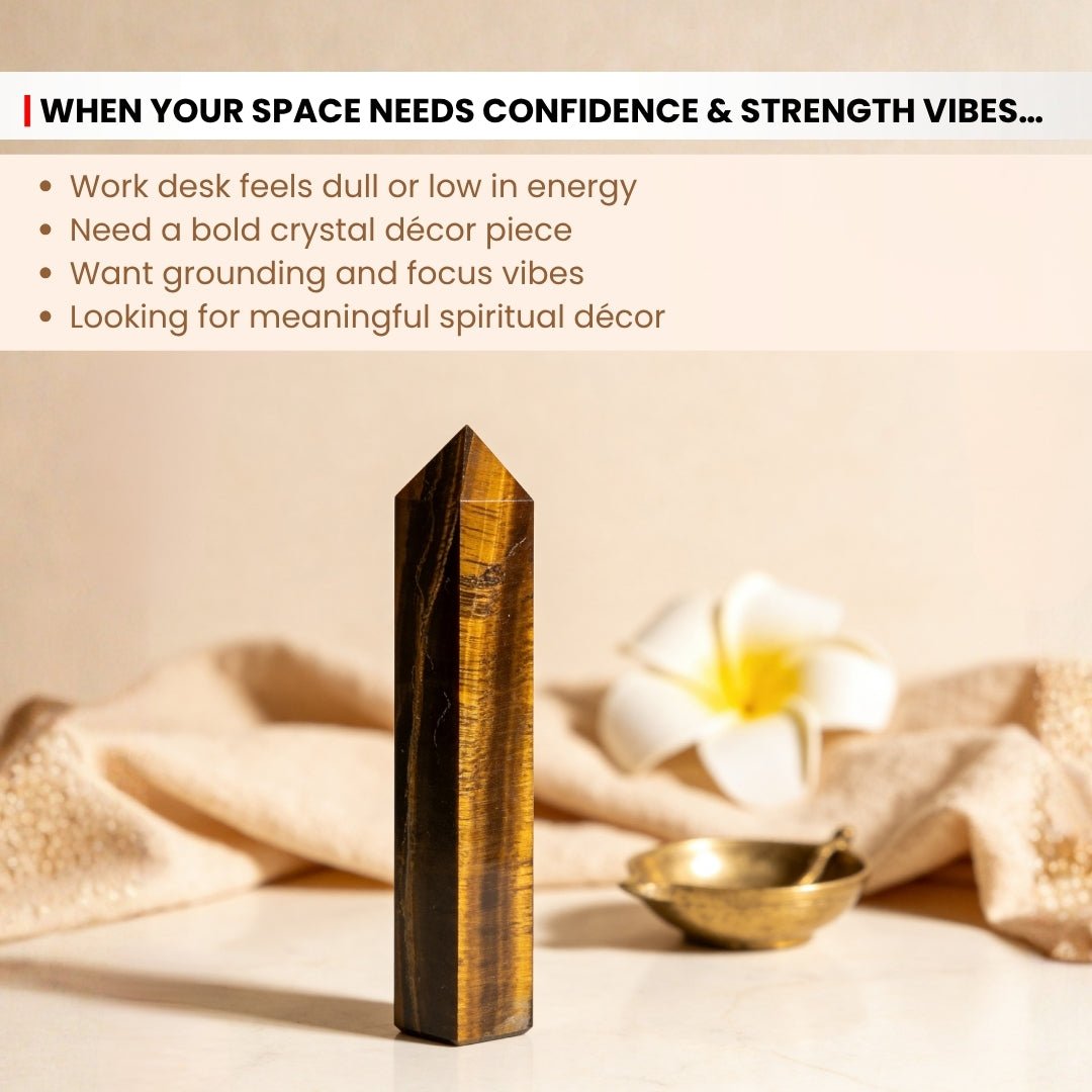 Tiger Eye Obelisk Tower Points Jumbo Wand - Crystal/Reiki/Chakra Healing - plusvalueindia